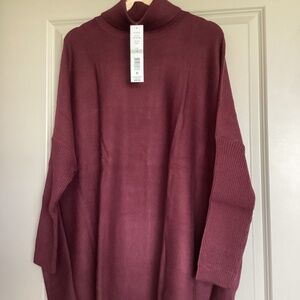 Joseph A Easy Solid Turtleneck Poncho Sweater, size 1X